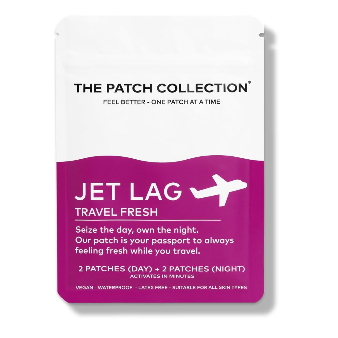 The Patch Collection® - Jet Lag Patch for Day & Night Time Zone Changes | Melatonin, Valerian Root, Passion Flower, Magnesium, Vitamin B1, B2, B3, Turmeric | 100% Natural & Vegan (Pack of 4) - dailyvitalstore