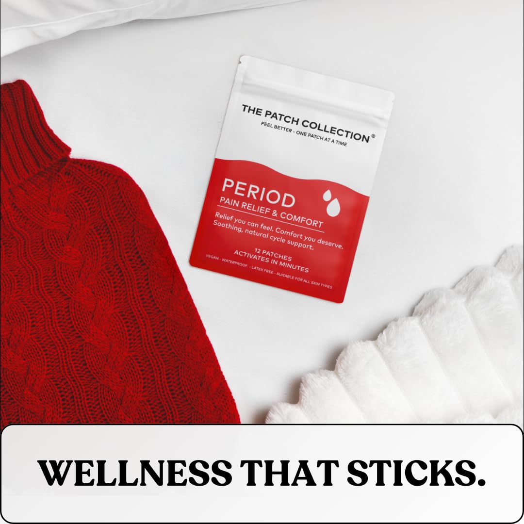 The Patch Collection® – Period Pain Relief Patch | Menthol, Turmeric, Valerian Root, Green Tea, Pomegranate Oil (Pack of 12) - dailyvitalstore