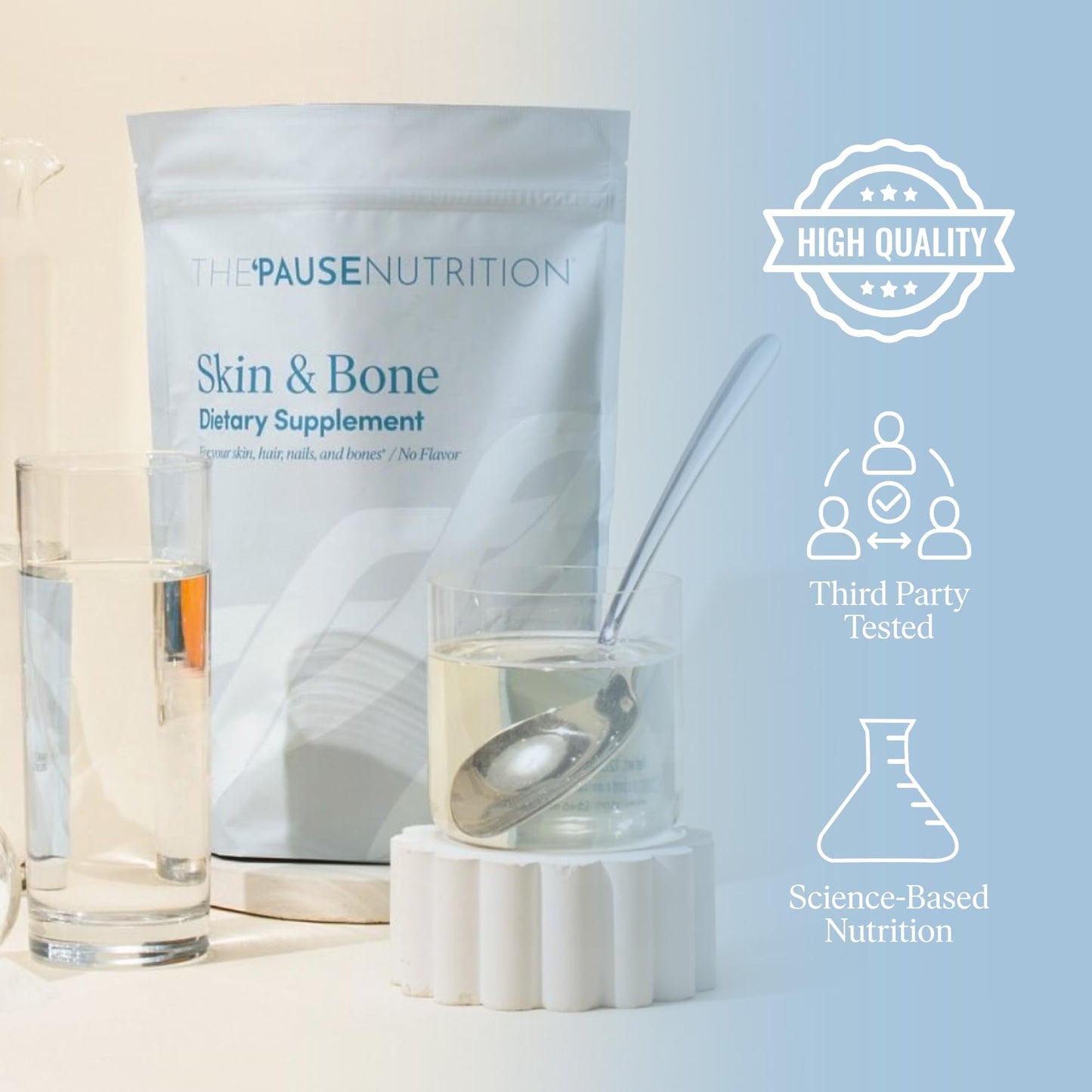 The 'Pause Life Skin & Bone, Verisol & Fortibone Collagen Peptides, Powder Formula with Hyaluronic Acid and Vitamin C, Gluten Free Supplement, Skin, Nails & Hair Support, Unflavored, Easy to Mix 12 OZ - dailyvitalstore