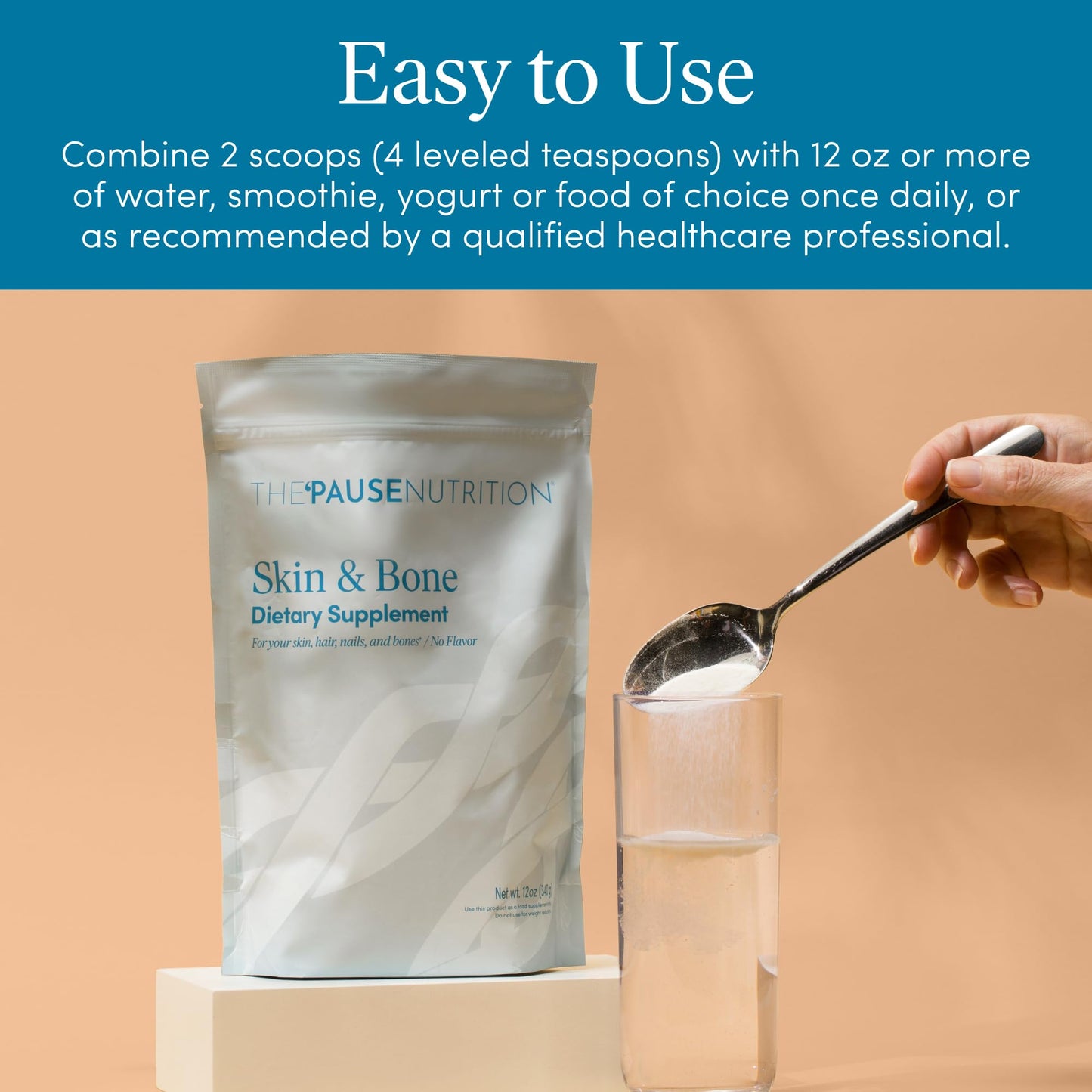 The 'Pause Life Skin & Bone, Verisol & Fortibone Collagen Peptides, Powder Formula with Hyaluronic Acid and Vitamin C, Gluten Free Supplement, Skin, Nails & Hair Support, Unflavored, Easy to Mix 12 OZ - dailyvitalstore