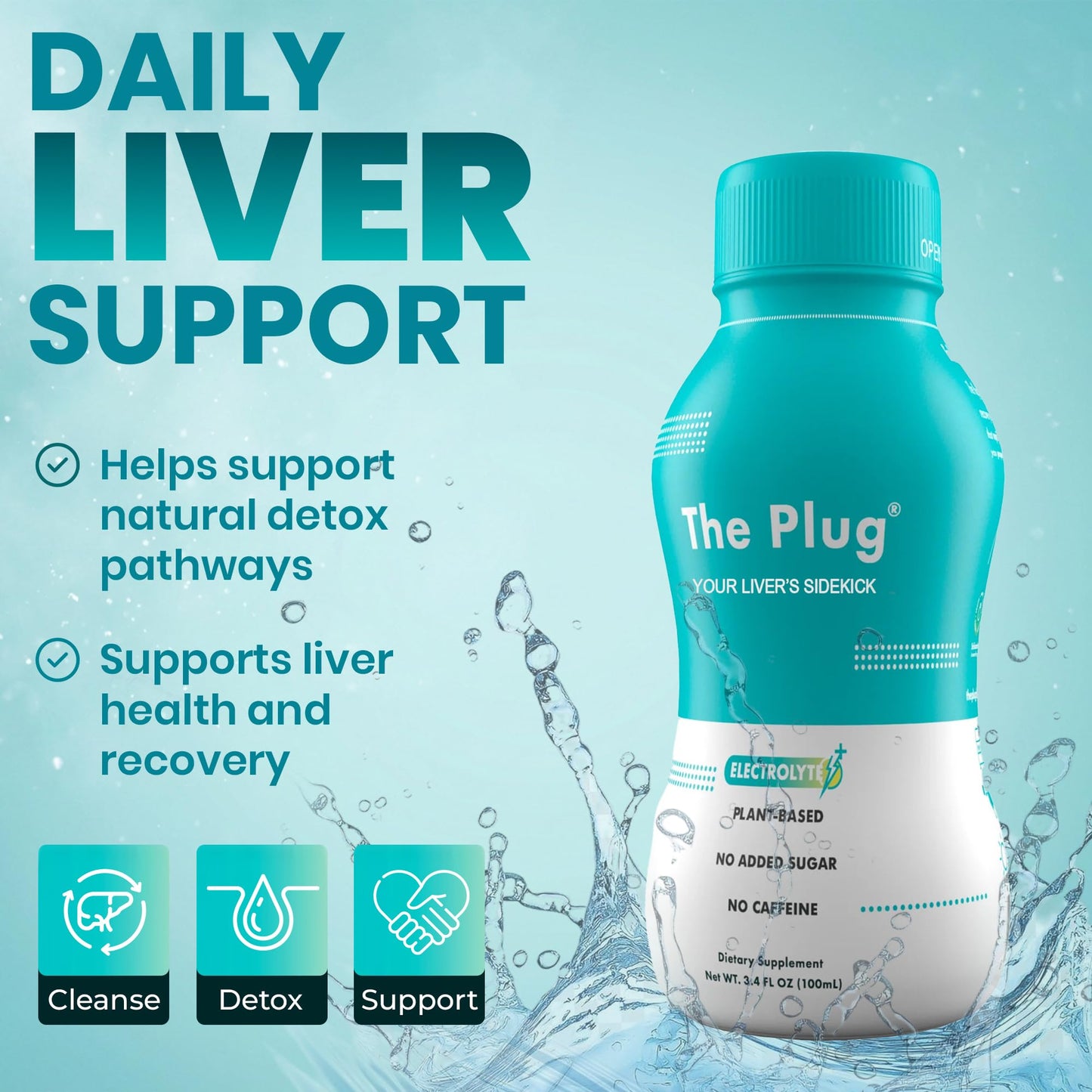 The Plug Liver Cleanse & Detox Drink | Organic Herbal Liquid Supplement with Electrolytes, Superfruits & Plant-Based Nutrients - dailyvitalstore