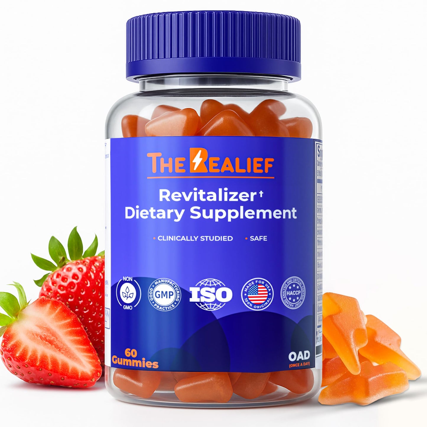 The Realief 60 Count Post Party Gummies – DHM, Milk Thistle & Electrolytes – Wellness Support – Strawberry Flavor – Wake Up Refreshed - dailyvitalstore