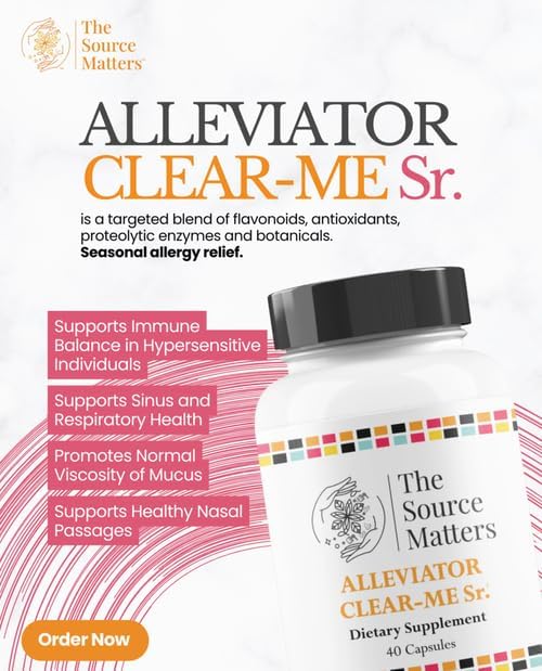 The Source Matters Alleviator Clear-ME SR Seasonal Allergy Relief and Immune Support | Quercetin, Bromelain, Stinging Nettles, NAC, and Vitamin C (40 Capsules) - dailyvitalstore