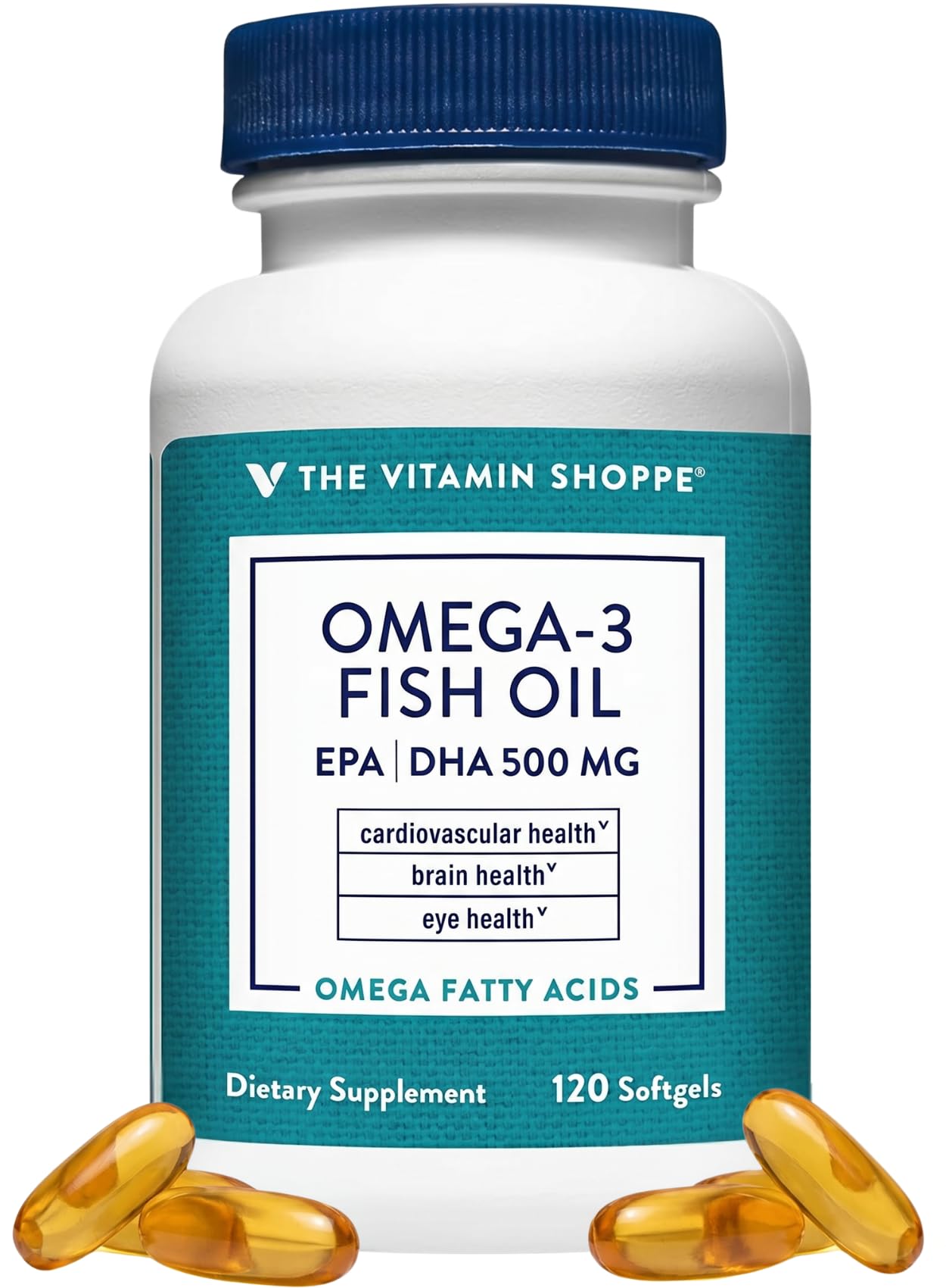 The Vitamin Shoppe Brand Omega 3 Fish Oil 1000mg with EPA DHA 500mg, Cardiovascular, Brain & Eye Health Support for Men and Women, Sourced from Anchovy, - dailyvitalstore