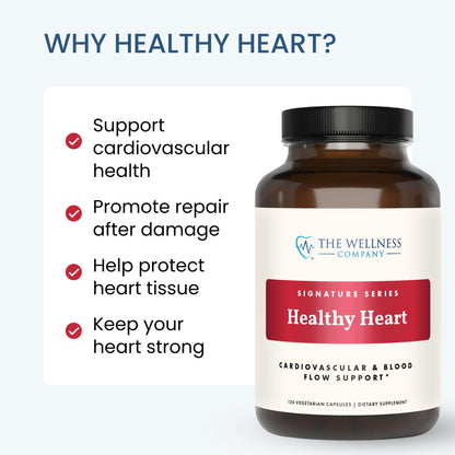 The Wellness Company Healthy Heart - Cardiovascular Strength, Blood Flow, Nitric Oxide Production & Healthy Cholesterol Levels | 120ct (2 Month Supply) - dailyvitalstore