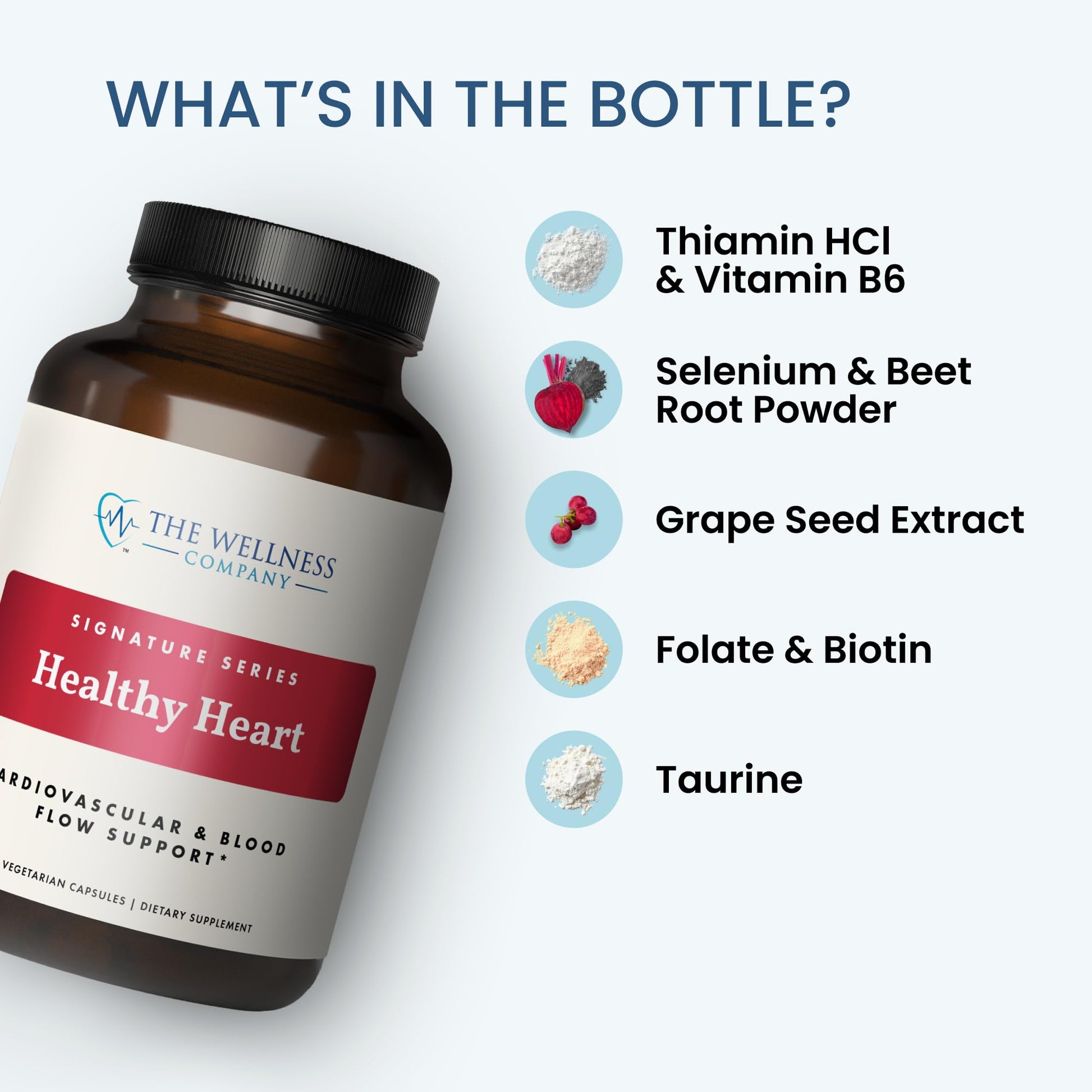 The Wellness Company Healthy Heart - Cardiovascular Strength, Blood Flow, Nitric Oxide Production & Healthy Cholesterol Levels | 120ct (2 Month Supply) - dailyvitalstore