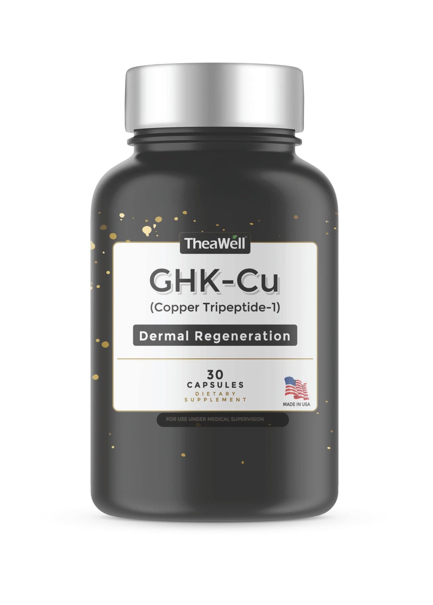 TheaWell GHK-Cu Copper Tripeptide-1, 5mg with MSM, Biotin, Zinc, Bioperine Black Pepper Extract, Dermal Regeneration, Hair Skin and Nails Support, 30 Vegan Capsules, Made in USA - dailyvitalstore