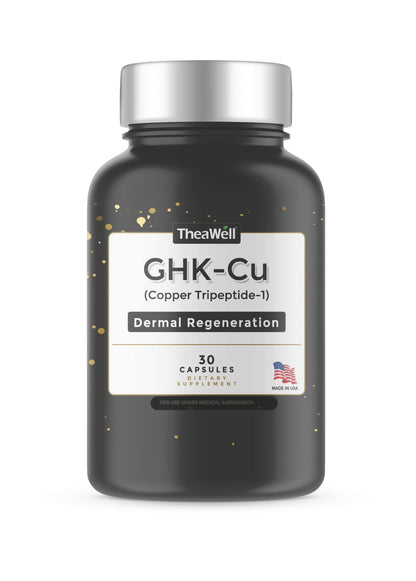 TheaWell GHK-Cu Copper Tripeptide-1, 5mg with MSM, Biotin, Zinc, Bioperine Black Pepper Extract, Dermal Regeneration, Hair Skin and Nails Support, 30 Vegan Capsules, Made in USA - dailyvitalstore