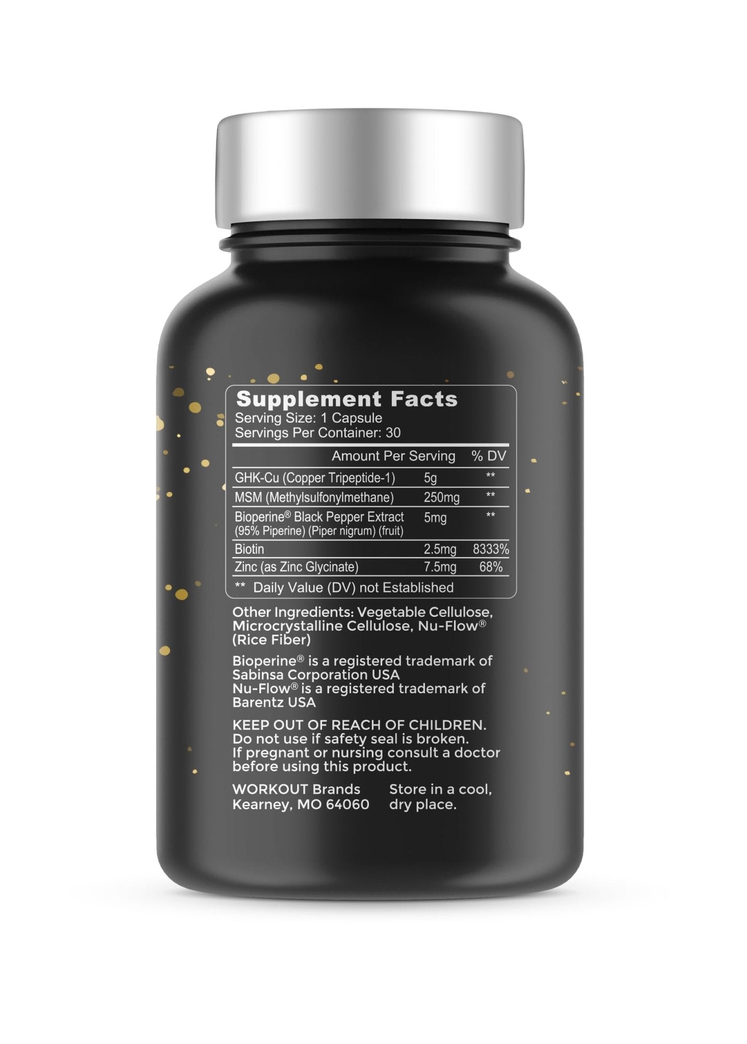 TheaWell GHK-Cu Copper Tripeptide-1, 5mg with MSM, Biotin, Zinc, Bioperine Black Pepper Extract, Dermal Regeneration, Hair Skin and Nails Support, 30 Vegan Capsules, Made in USA - dailyvitalstore
