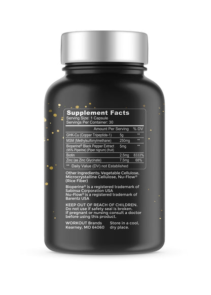 TheaWell GHK-Cu Copper Tripeptide-1, 5mg with MSM, Biotin, Zinc, Bioperine Black Pepper Extract, Dermal Regeneration, Hair Skin and Nails Support, 30 Vegan Capsules, Made in USA - dailyvitalstore