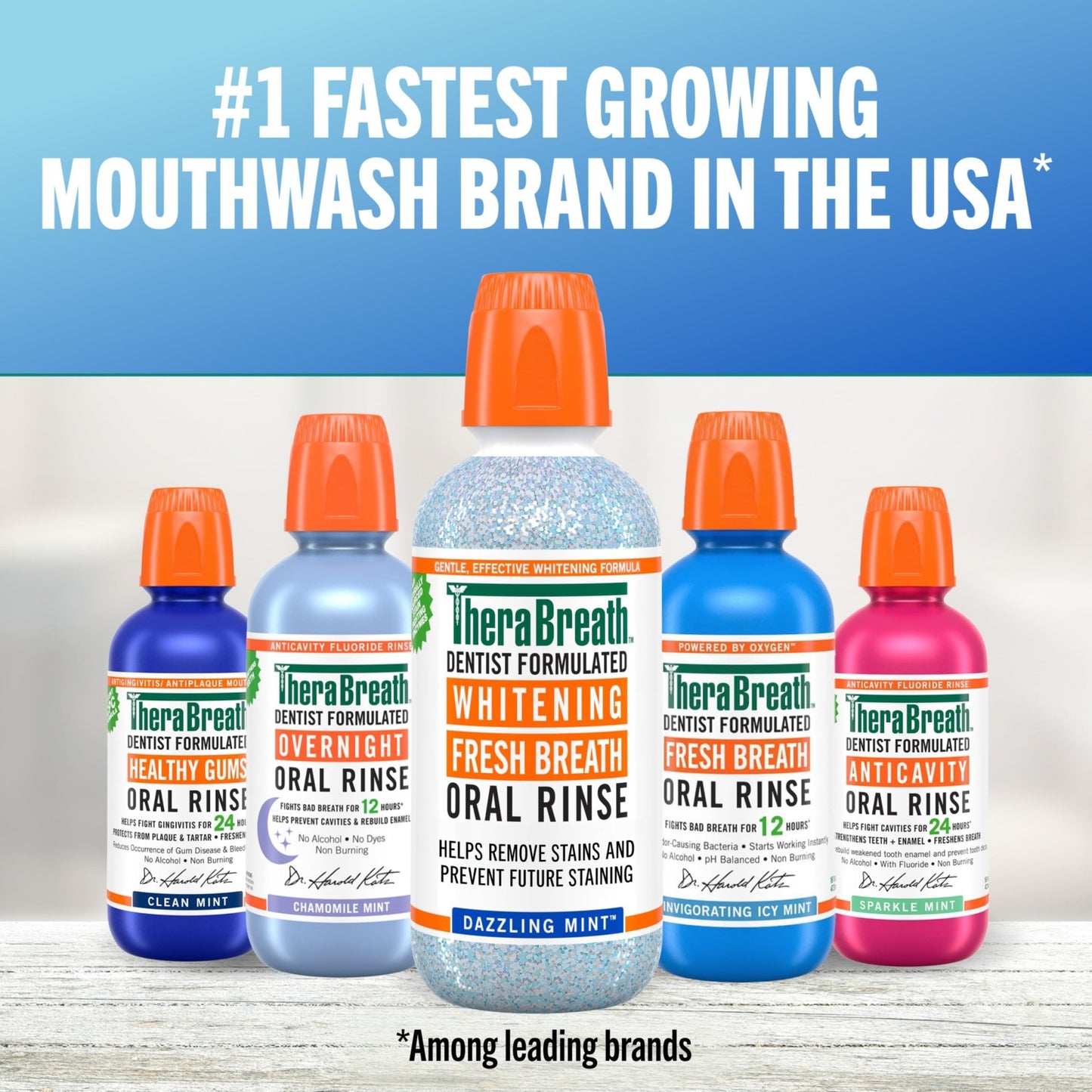 TheraBreath Whitening Mouthwash, Dazzling Mint, Dentist Formulated, 1 Liter - dailyvitalstore