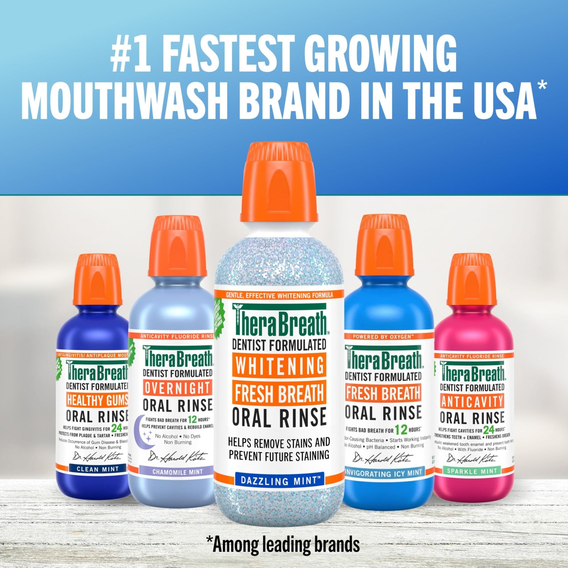TheraBreath Whitening Mouthwash, Dazzling Mint, Dentist Formulated, 1 Liter - dailyvitalstore