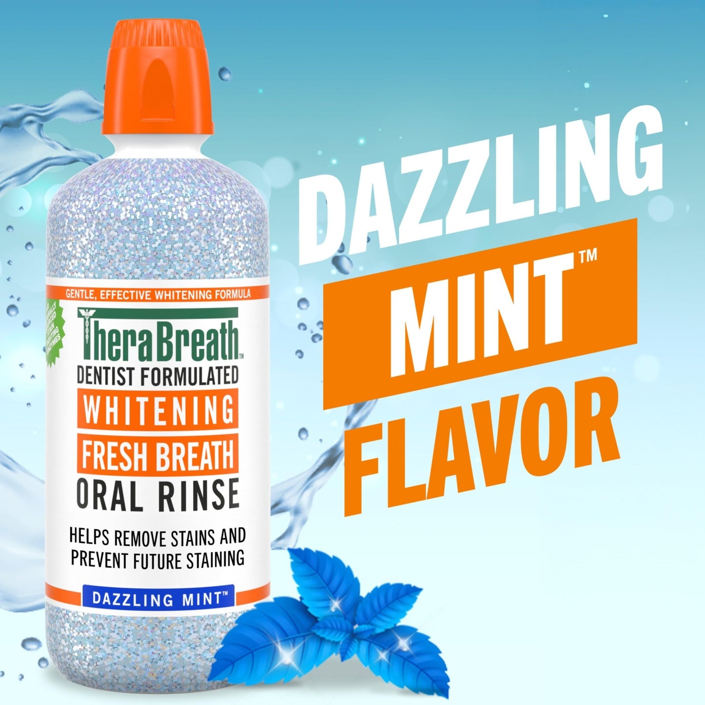 TheraBreath Whitening Mouthwash, Dazzling Mint, Dentist Formulated, 1 Liter - dailyvitalstore