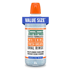 TheraBreath Whitening Mouthwash, Dazzling Mint, Dentist Formulated, 1 Liter - dailyvitalstore
