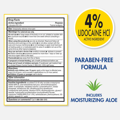 TheraCare 4% Lidocaine Roll-On | OTC Strength | Pain Relief Liquid | 2.5 oz. 73 mL | Non-Greasy, Unscented Formula | Topical Anesthetic - dailyvitalstore