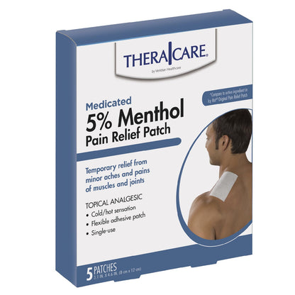 TheraCare Cold Hot Medicated Patch | 5% Menthol | Neck, Shoulder, Small Areas | 4.6” x 3.1” | 5-Count - dailyvitalstore