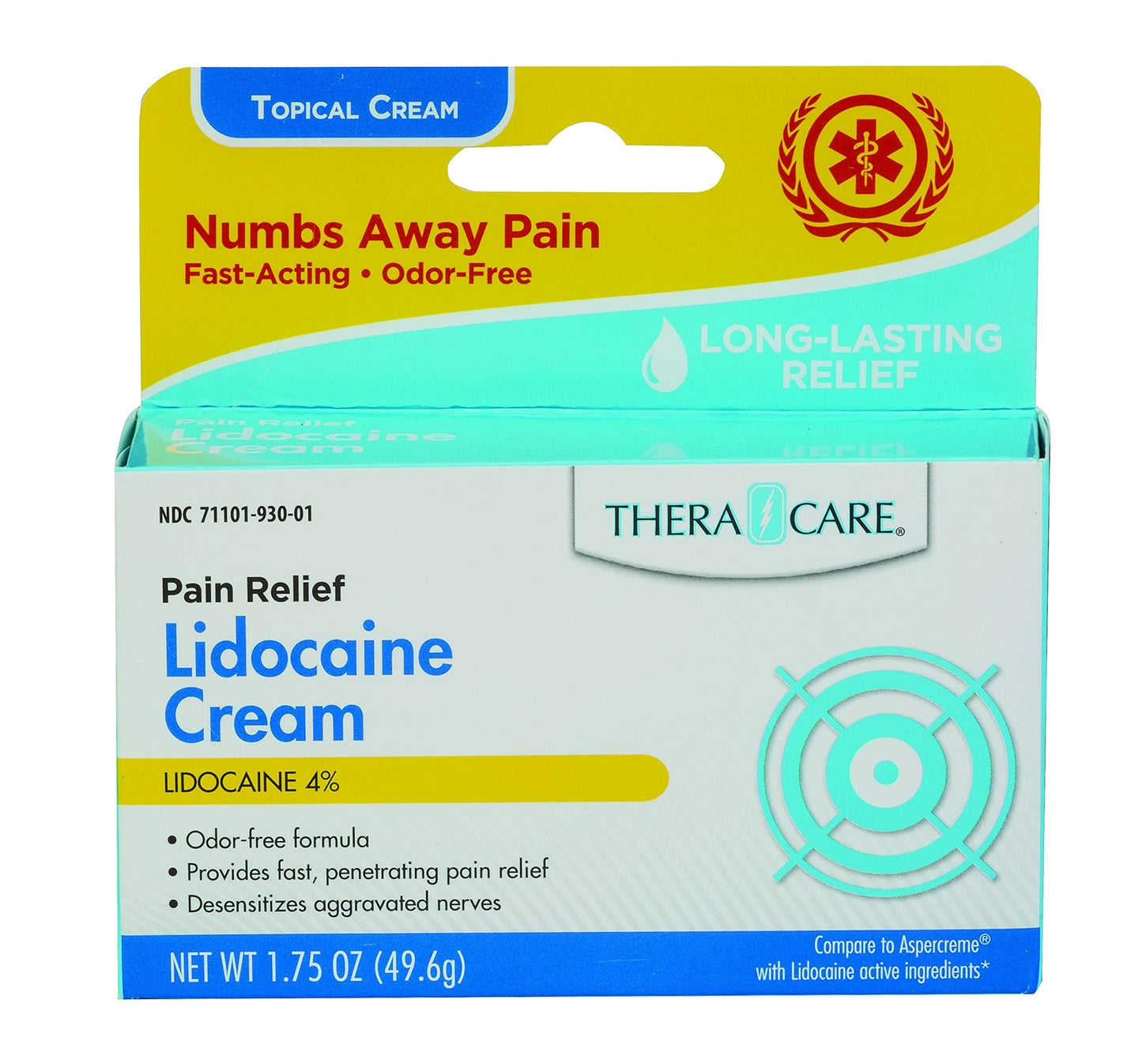 TheraCare Maximum Strength OTC Lidocaine Cream | Numbs Away Pain | Long-Lasting Relief | Non-Greasy | 1.75 Oz - dailyvitalstore