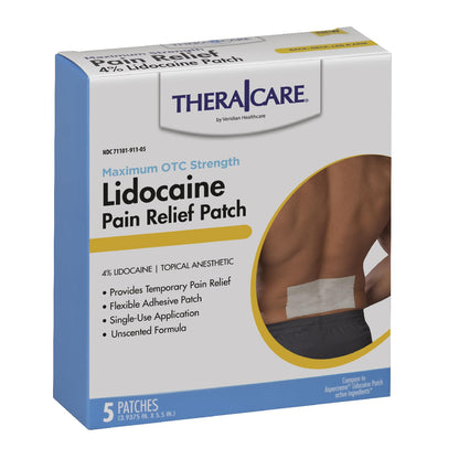 Thera|Care Pain Relief Patch | 4% Lidocaine Patch | 3.9” x 5.5” | 5-Count Box - dailyvitalstore