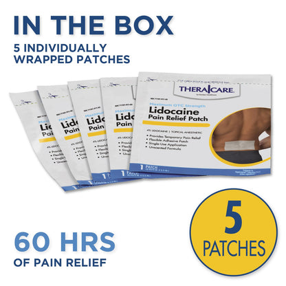 Thera|Care Pain Relief Patch | 4% Lidocaine Patch | 3.9” x 5.5” | 5-Count Box - dailyvitalstore