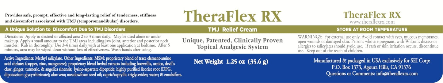 Theraflex RX® TMJ Cream (Doctor Formulated). This is a Patented Topical Cream which Provides Masseter Muscle and temporomandibular Joint Relief (TMJ) - dailyvitalstore