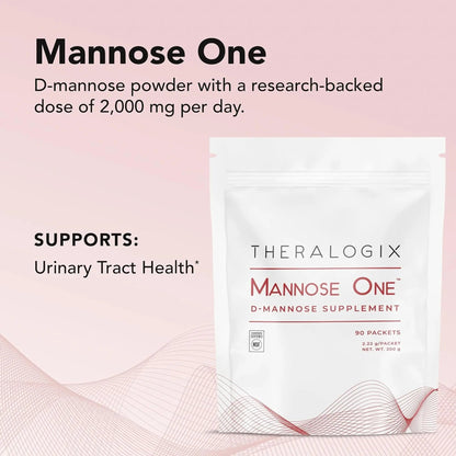Theralogix Mannose One D-Mannose Powder - 90-Day Supply - Supports Urinary Tract Health with 2,000 mg D-Mannose* - NSF Certified - 90 Packets - dailyvitalstore