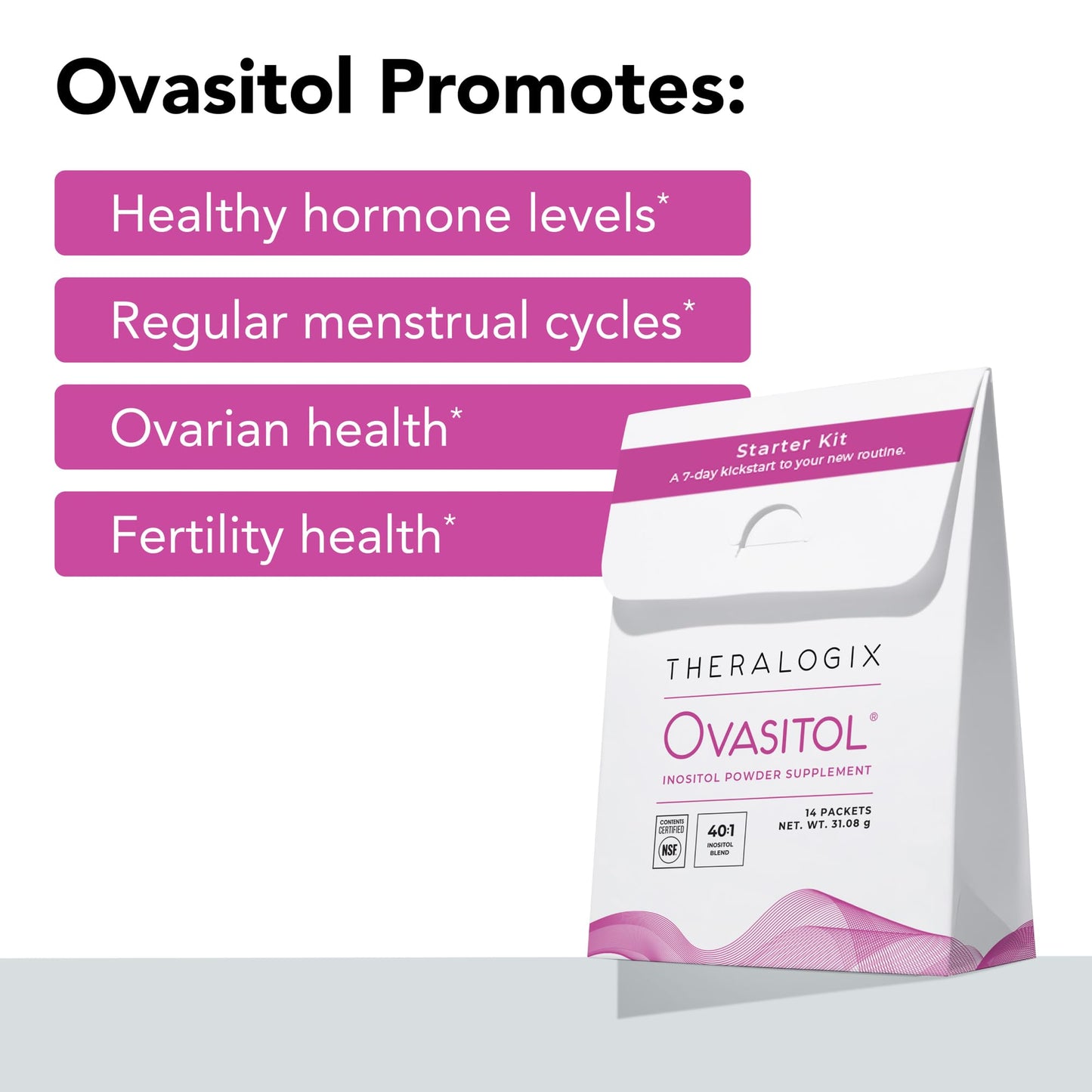 Theralogix Ovasitol Inositol Powder – 7-Day Starter Kit | Premium Inositol Supplement for Women | 40:1 Ratio Myo & D-Chiro Inositol - dailyvitalstore