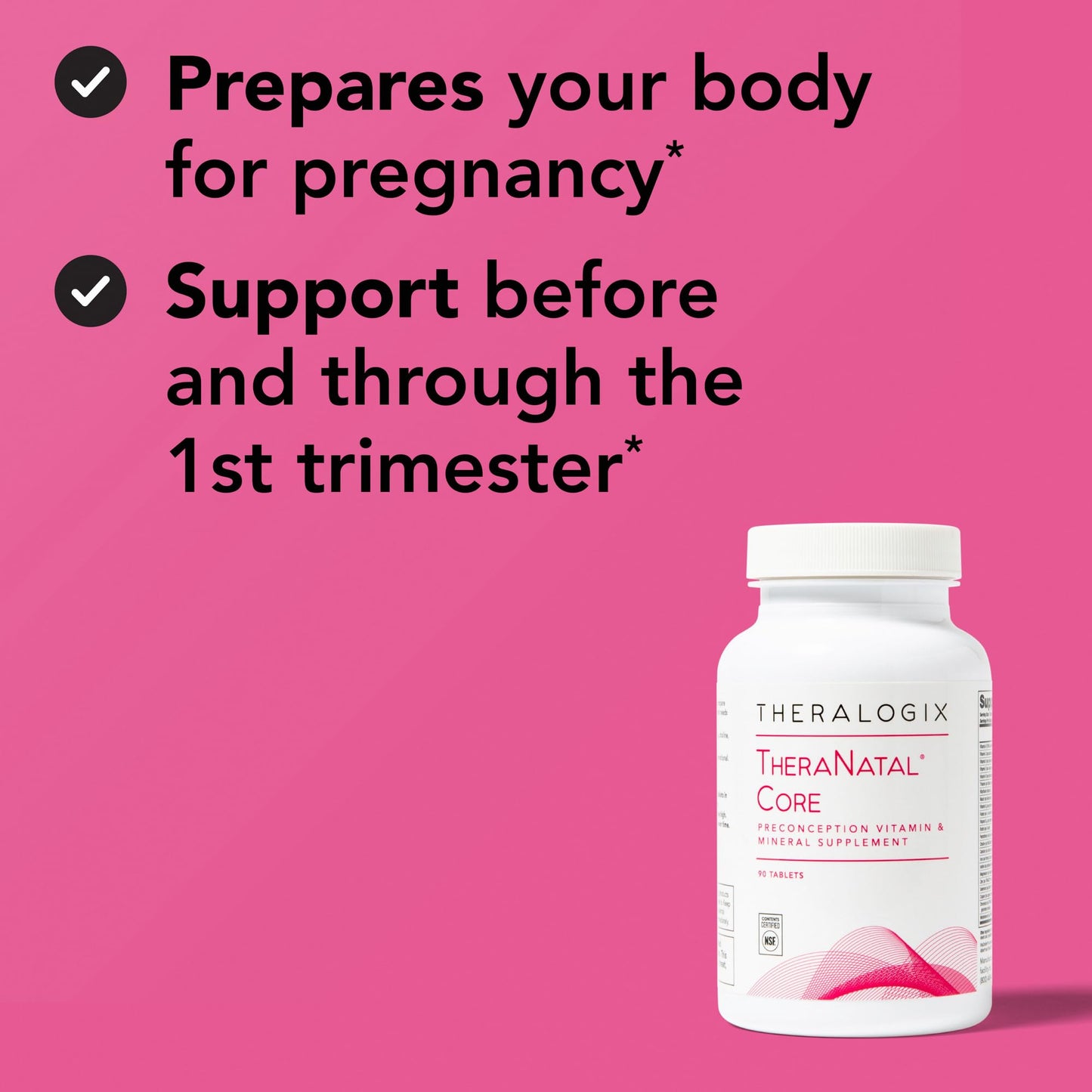 Theralogix TheraNatal Core Preconception Vitamin Supplement - 90-Day Supply - Prenatal Vitamins & Fertility Supplement for Women with Folate, Vitamin D3 - dailyvitalstore