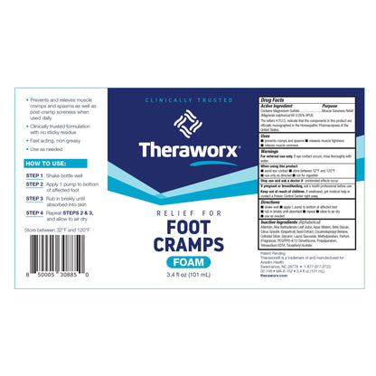 Theraworx Fast-Acting Foam for Foot Cramp Relief with Magnesium Sulfate - 3.4 Fl Oz - 1 Count - dailyvitalstore