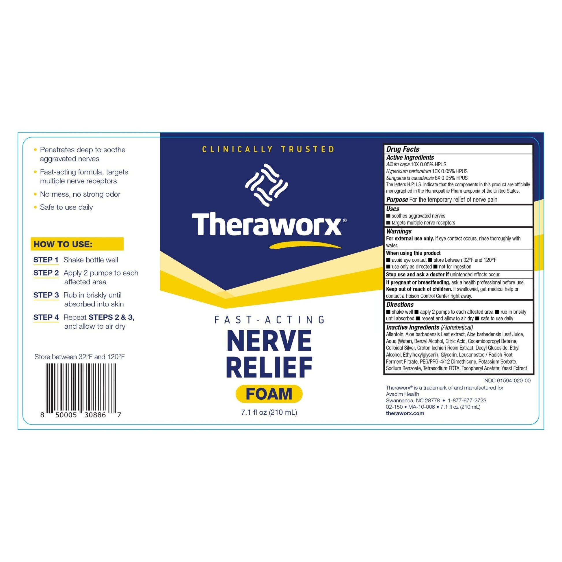 Theraworx Fast-Acting Nerve Relief Foam Aggravated Nerve Discomfort Relief - 7.1 oz - 1 Count - dailyvitalstore