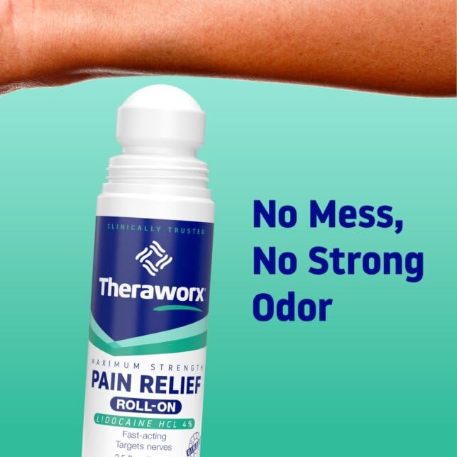 Theraworx Maximum Strength Pain Relief Roll-On with Lidocaine, Fast-Acting - 2.5 Oz - 1 Count - dailyvitalstore