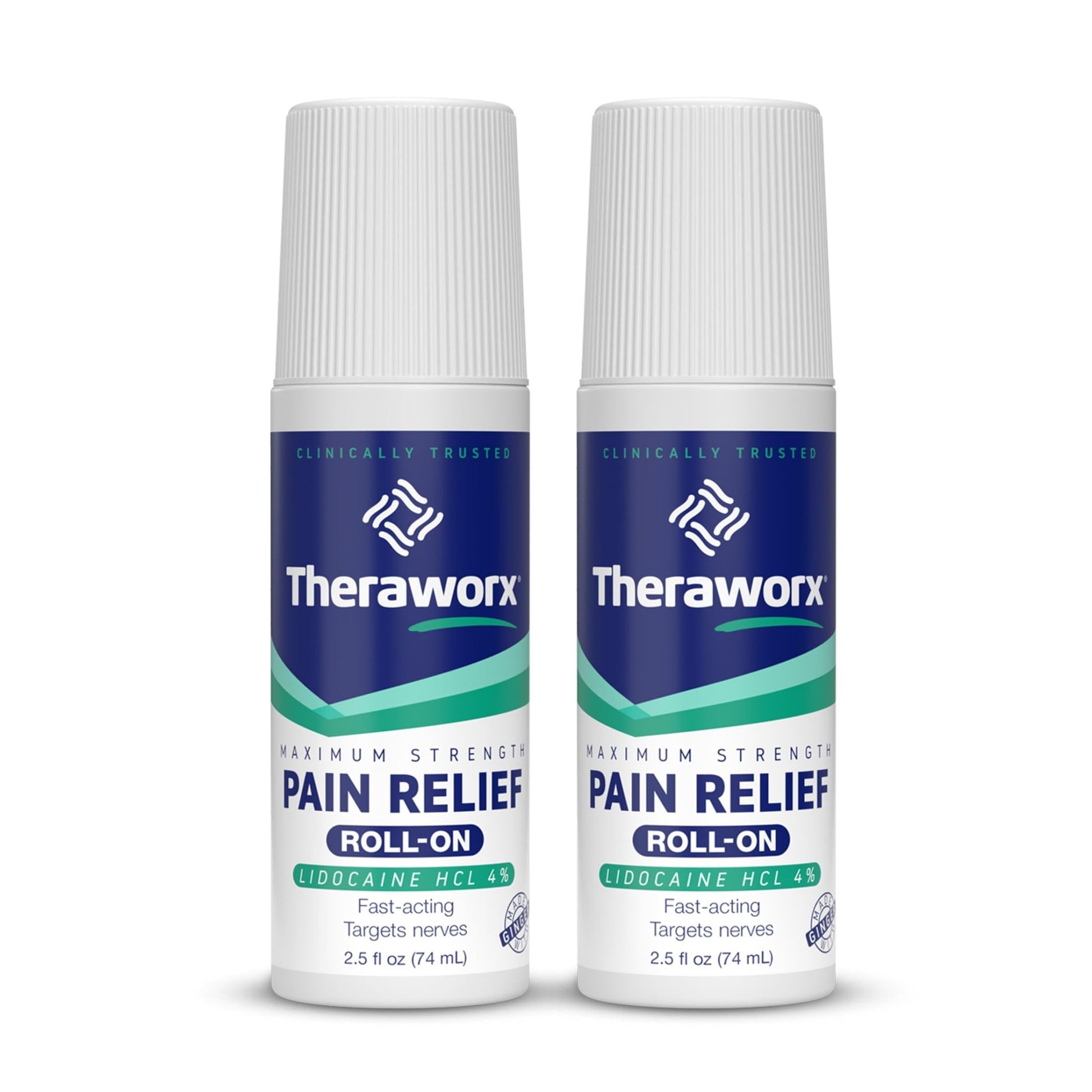 Theraworx Maximum Strength Pain Relief Roll-On with Lidocaine, Fast-Acting - 2.5 Oz - 2 Count - dailyvitalstore