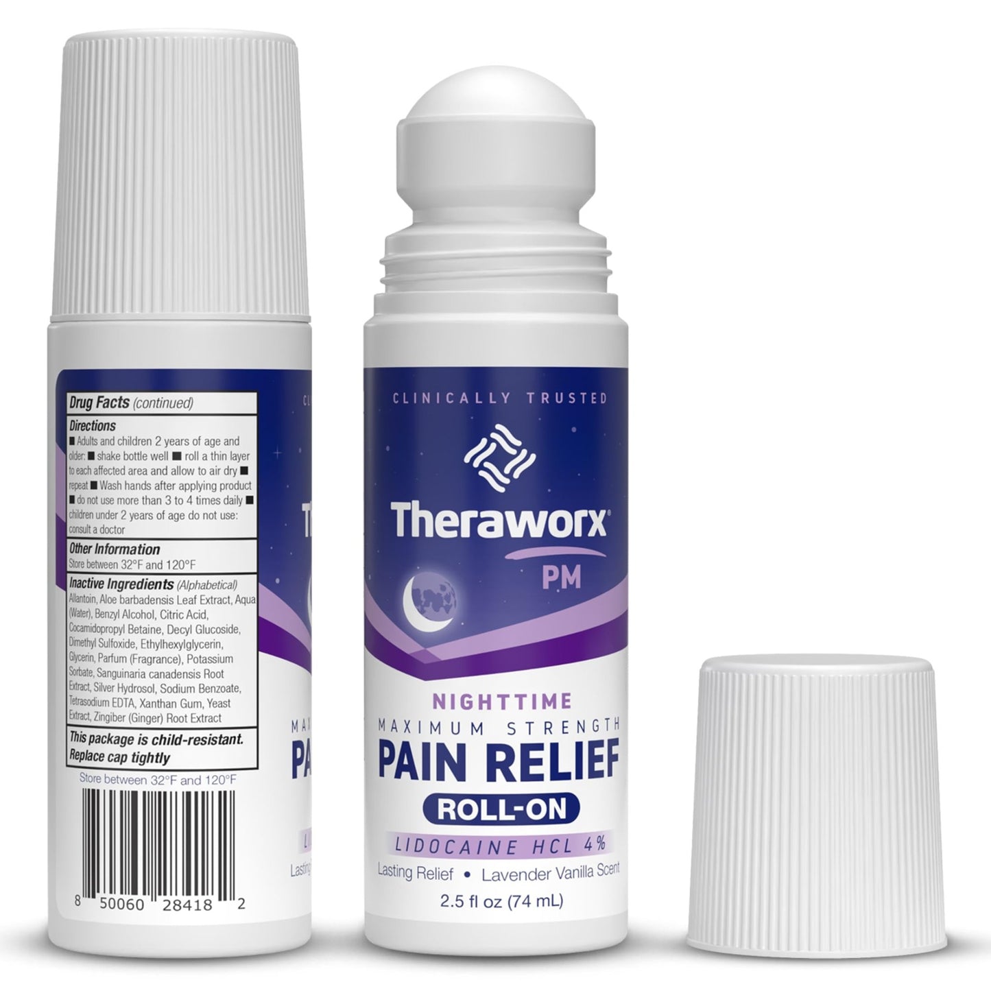 Theraworx Nighttime Maximum Strength Pain Relief Roll-on with Lidocaine – 2.5 oz - 2 Count - dailyvitalstore
