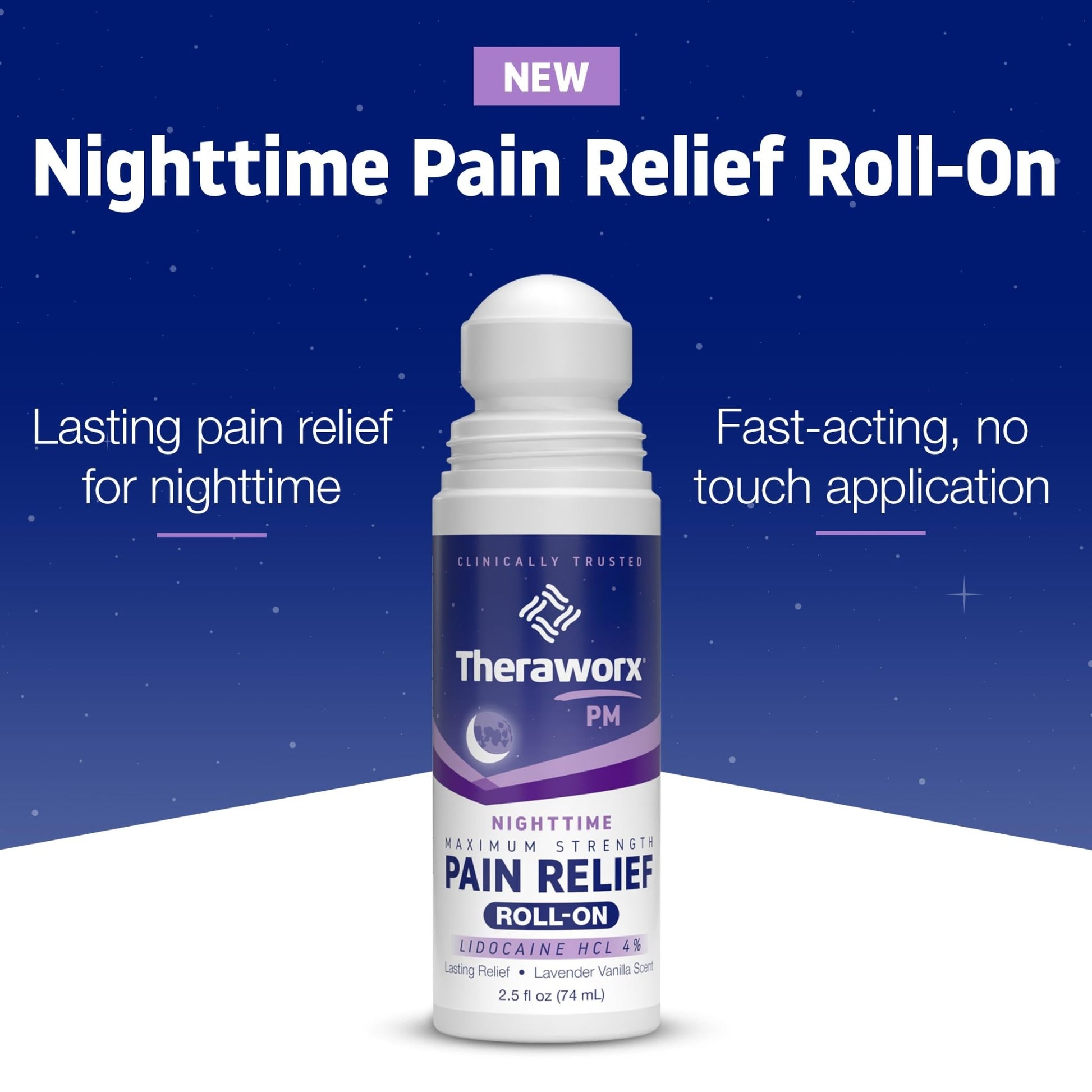 Theraworx Nighttime Maximum Strength Pain Relief Roll-on with Lidocaine – 2.5 oz - 2 Count - dailyvitalstore