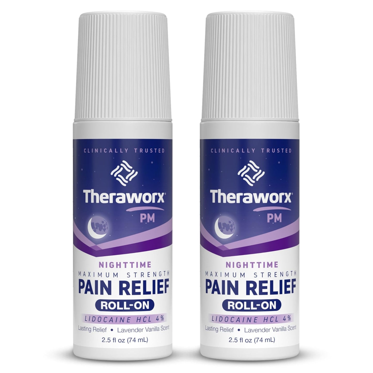 Theraworx Nighttime Maximum Strength Pain Relief Roll-on with Lidocaine – 2.5 oz - 2 Count - dailyvitalstore