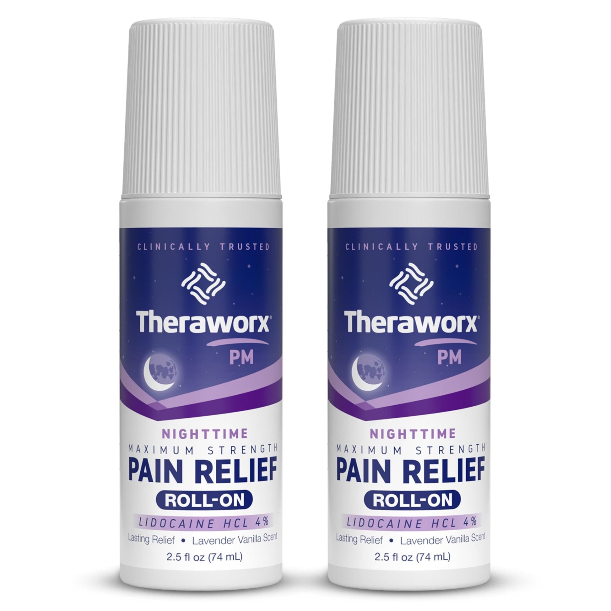Theraworx Nighttime Maximum Strength Pain Relief Roll-on with Lidocaine – 2.5 oz - 2 Count - dailyvitalstore
