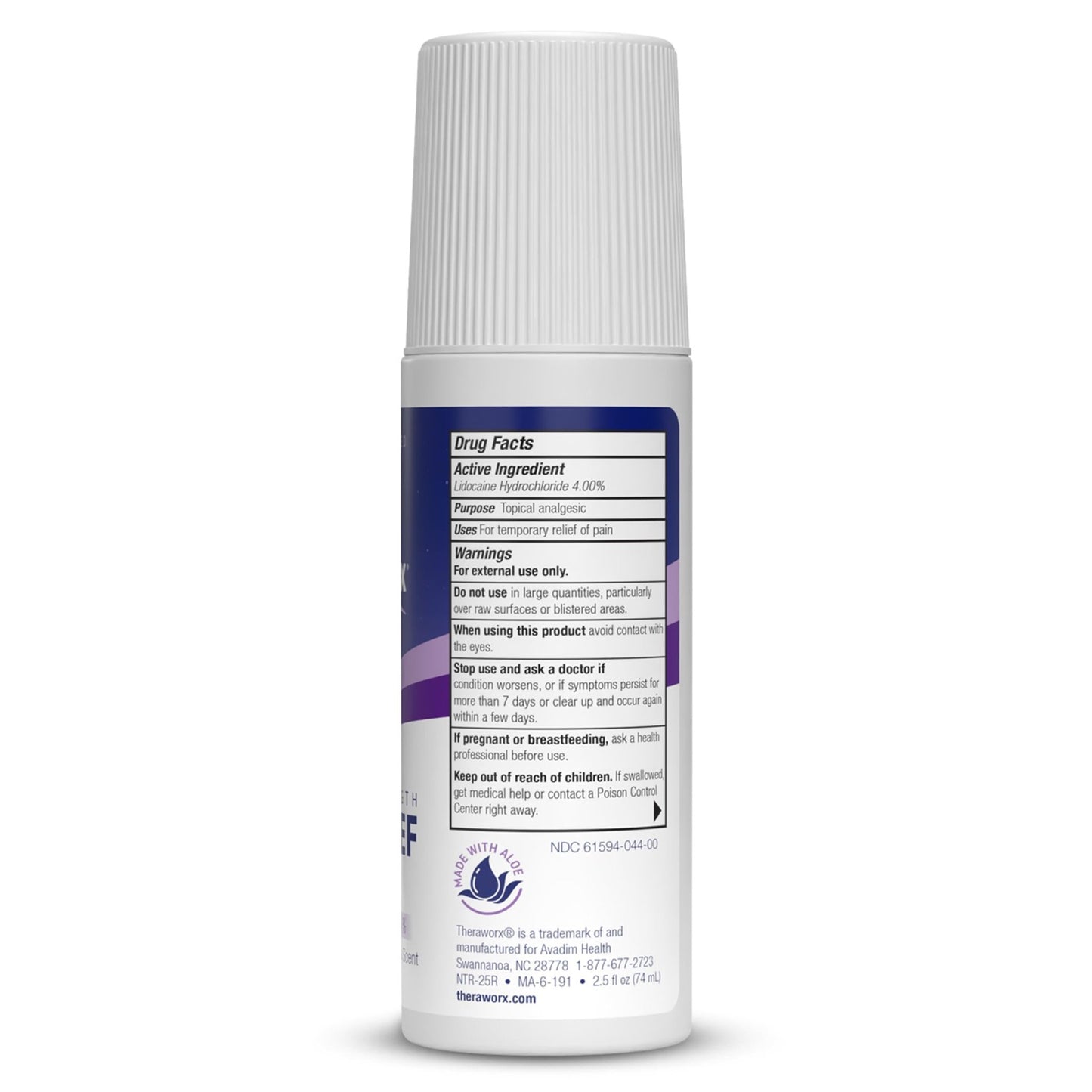 Theraworx Nighttime Maximum Strength Pain Relief Roll-on with Lidocaine – 2.5 oz - 2 Count - dailyvitalstore