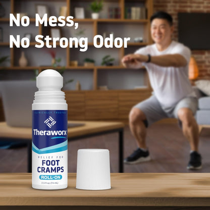 Theraworx Relief for Foot Cramps, Fast-Acting Foot Cramp Relief Roll-On - 2.5 Oz - 1 Count - dailyvitalstore