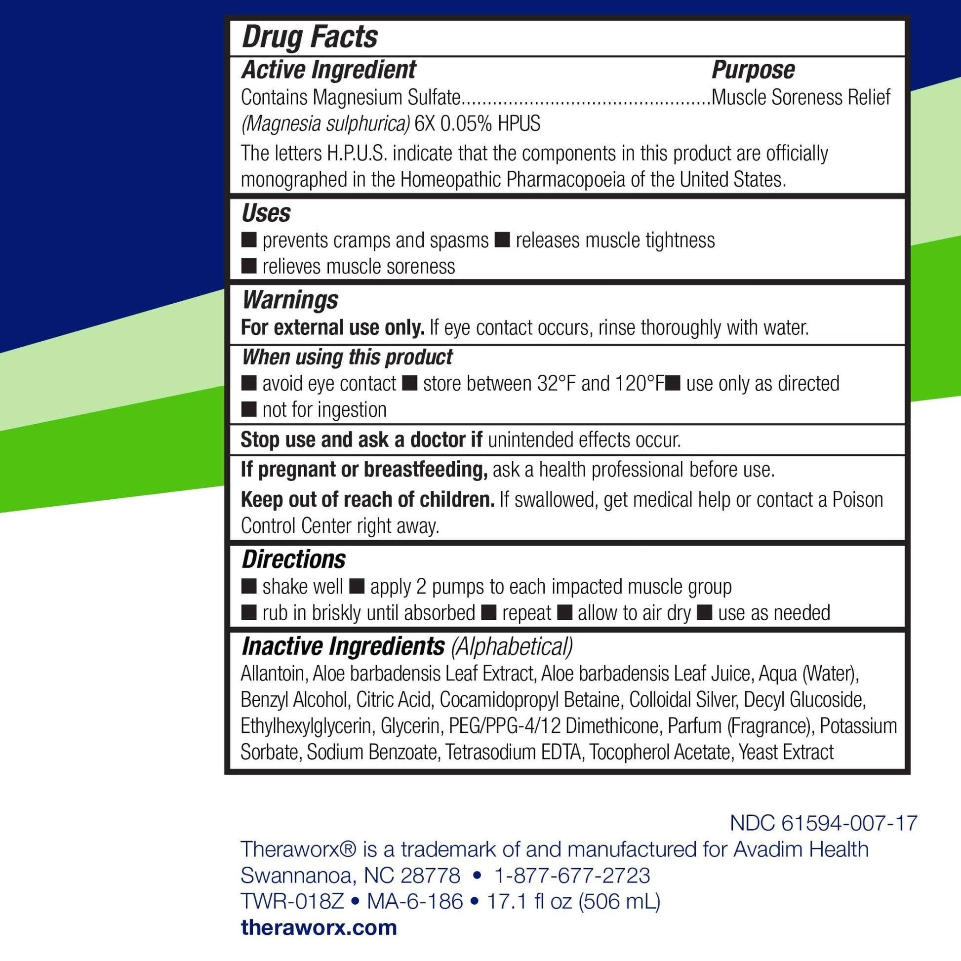 Theraworx Relief for Muscle Cramps Foam Fast-Acting Muscle Spasm, Leg Soreness with Magnesium Sulfate - 17.1 oz - 1 Count - dailyvitalstore