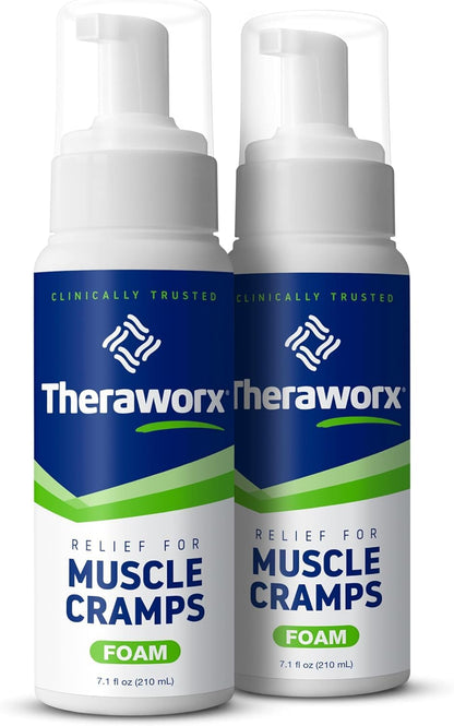 Theraworx Relief for Muscle Cramps Foam Fast-Acting Muscle Spasm, Leg Soreness with Magnesium Sulfate - 7.1 oz - 2 Count - dailyvitalstore