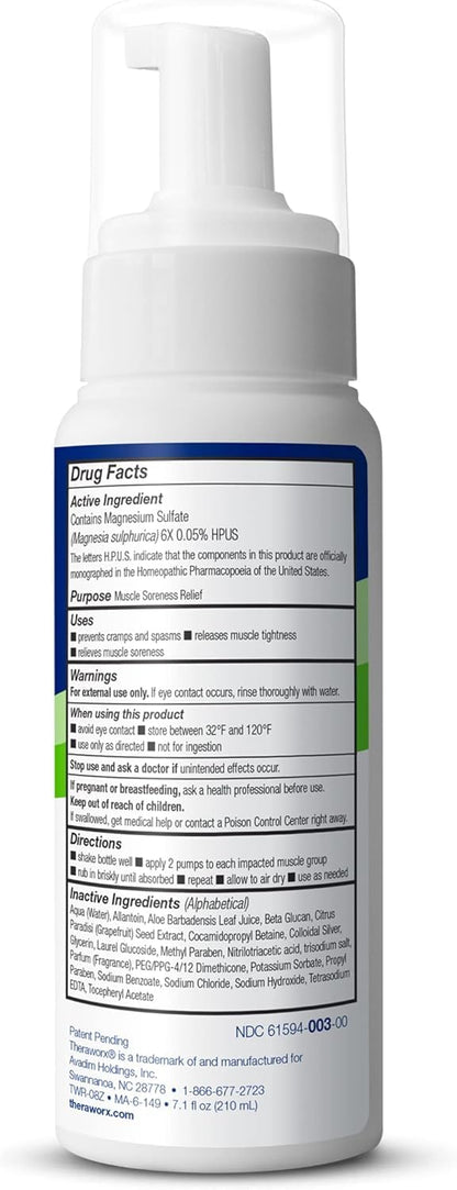 Theraworx Relief for Muscle Cramps Foam Fast-Acting Muscle Spasm, Leg Soreness with Magnesium Sulfate - 7.1 oz - 2 Count - dailyvitalstore