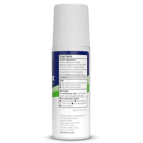 Theraworx Relief for Muscle Cramps Roll-On Fast-Acting Muscle Spasm, Leg Soreness with Magnesium Sulfate - 2.5 oz - 1 Count - dailyvitalstore