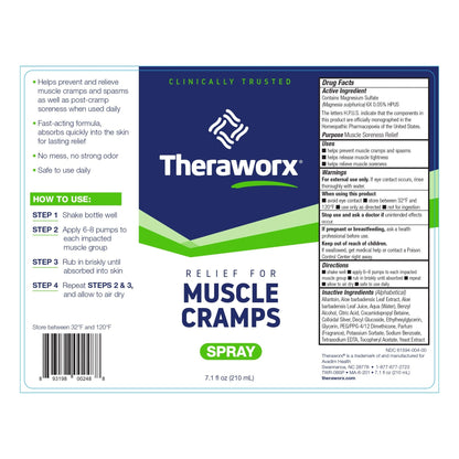 Theraworx Relief for Muscle Cramps Spray Fast-Acting Muscle Spasm, Leg Soreness with Magnesium Sulfate - 7.1 oz - 1 Count - dailyvitalstore