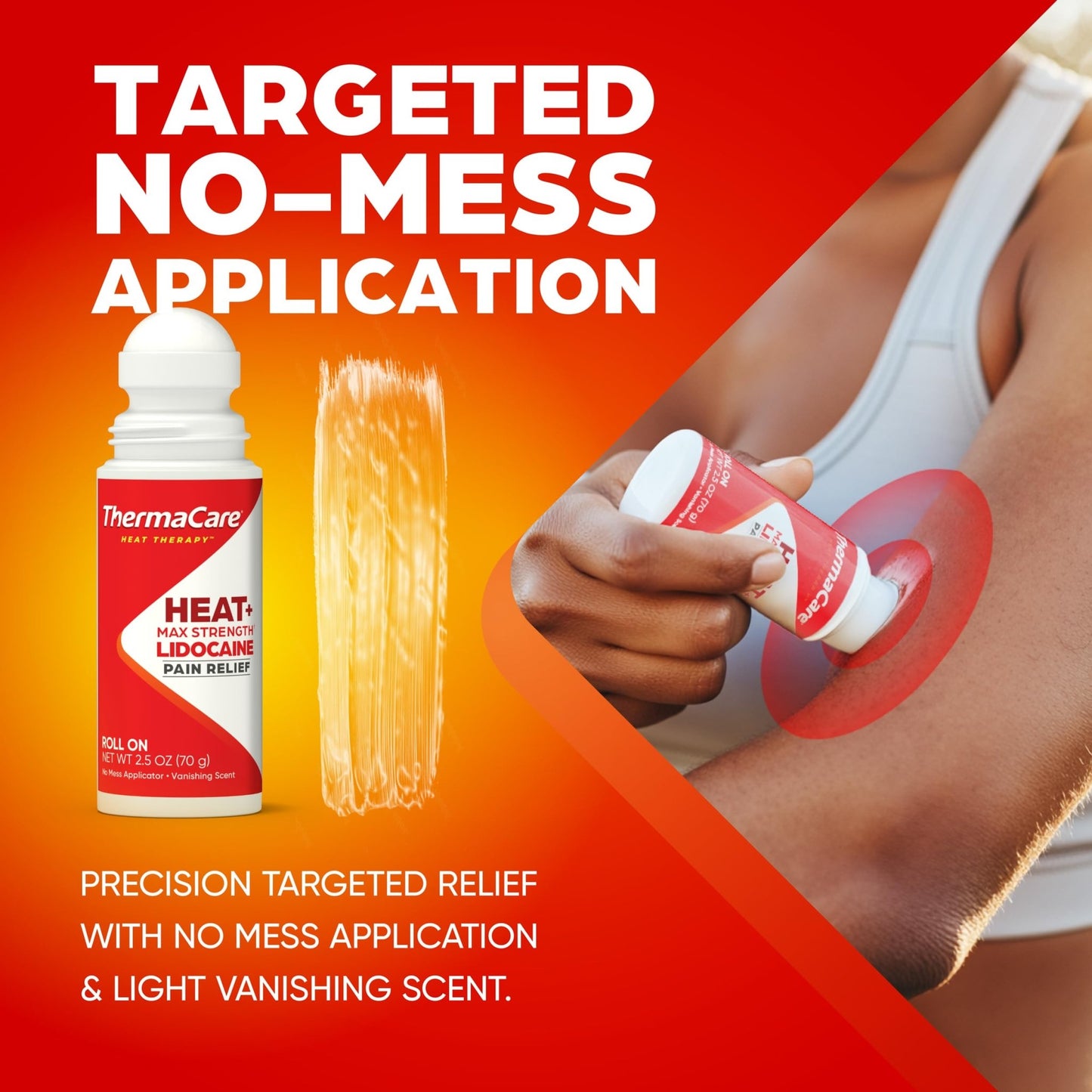 ThermaCare Heat + Max Strength 4% Lidocaine Roll-On - Dual Action Pain Relief with Patented Heatwave Technology - Targeted No-Mess Relief for Back, Neck, Muscles, & Joints - dailyvitalstore