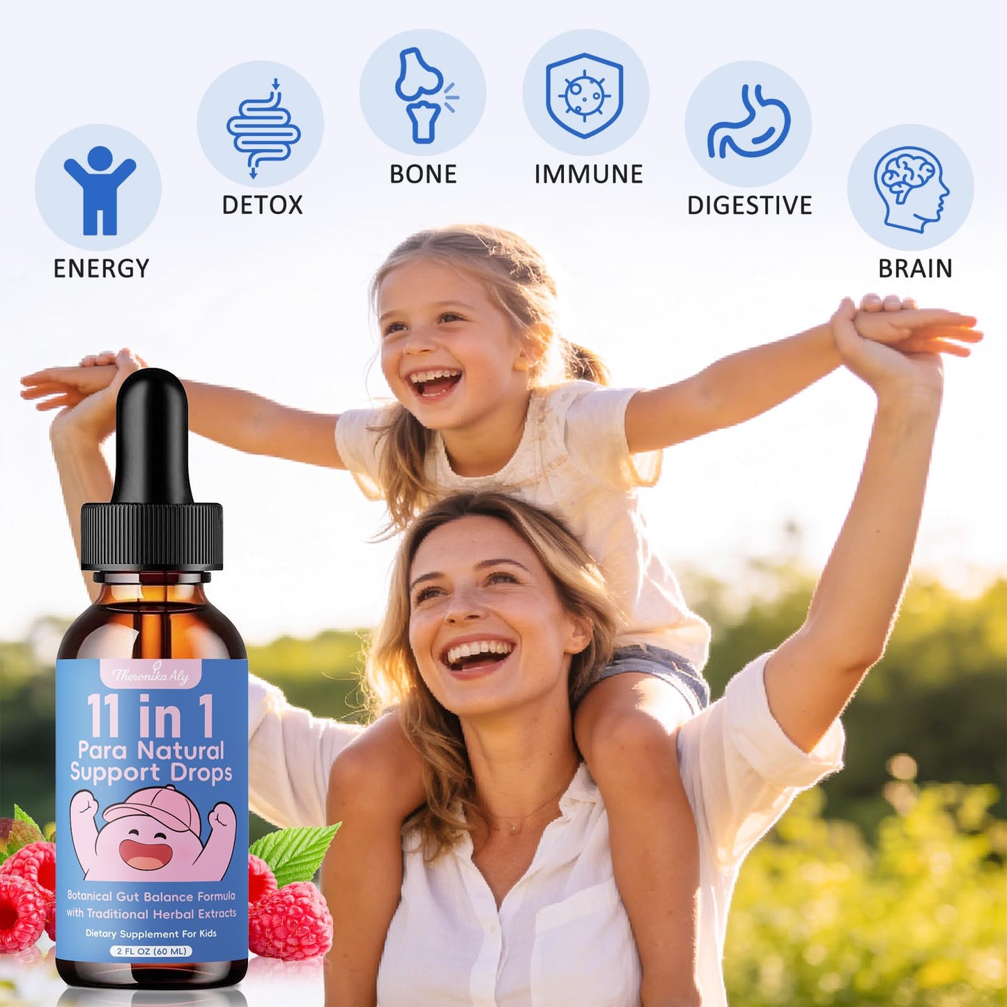 Theronika Aly Parasite Cleanse for Humans & Kids – Advanced Herbal Blend with Black Walnut, Wormwood, Clove, Digestive & Gut Balance Support, Alcohol-Free Liquid Drops, 30 Servings - dailyvitalstore