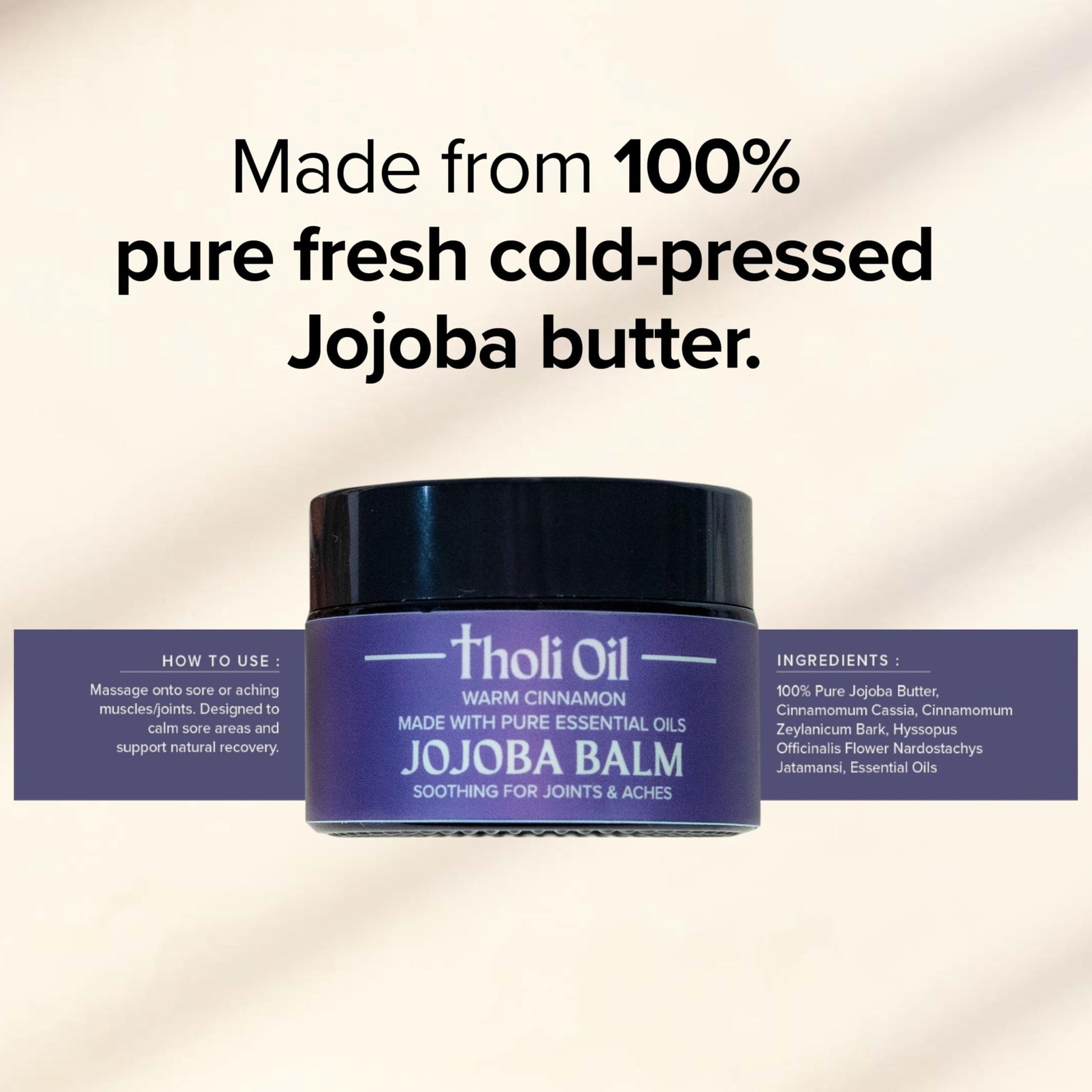 tHOli Plantar Fasciitis Relief Balm – Jojoba Cream with Cinnamon, Cassia, Spikenard & Hyssop – Soothes Heels, Supports Joints & Skin Repair (1oz) - dailyvitalstore
