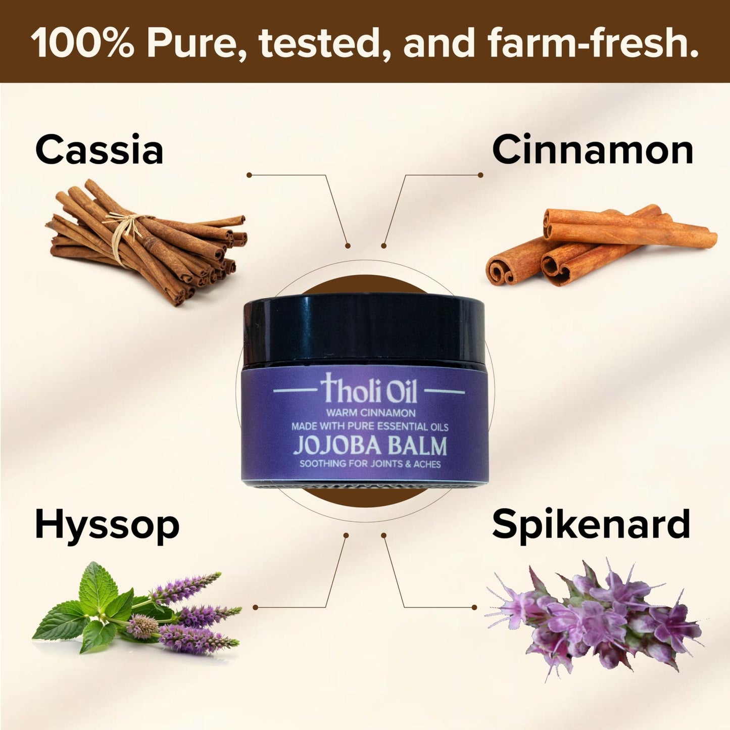 tHOli Plantar Fasciitis Relief Balm – Jojoba Cream with Cinnamon, Cassia, Spikenard & Hyssop – Soothes Heels, Supports Joints & Skin Repair (1oz) - dailyvitalstore
