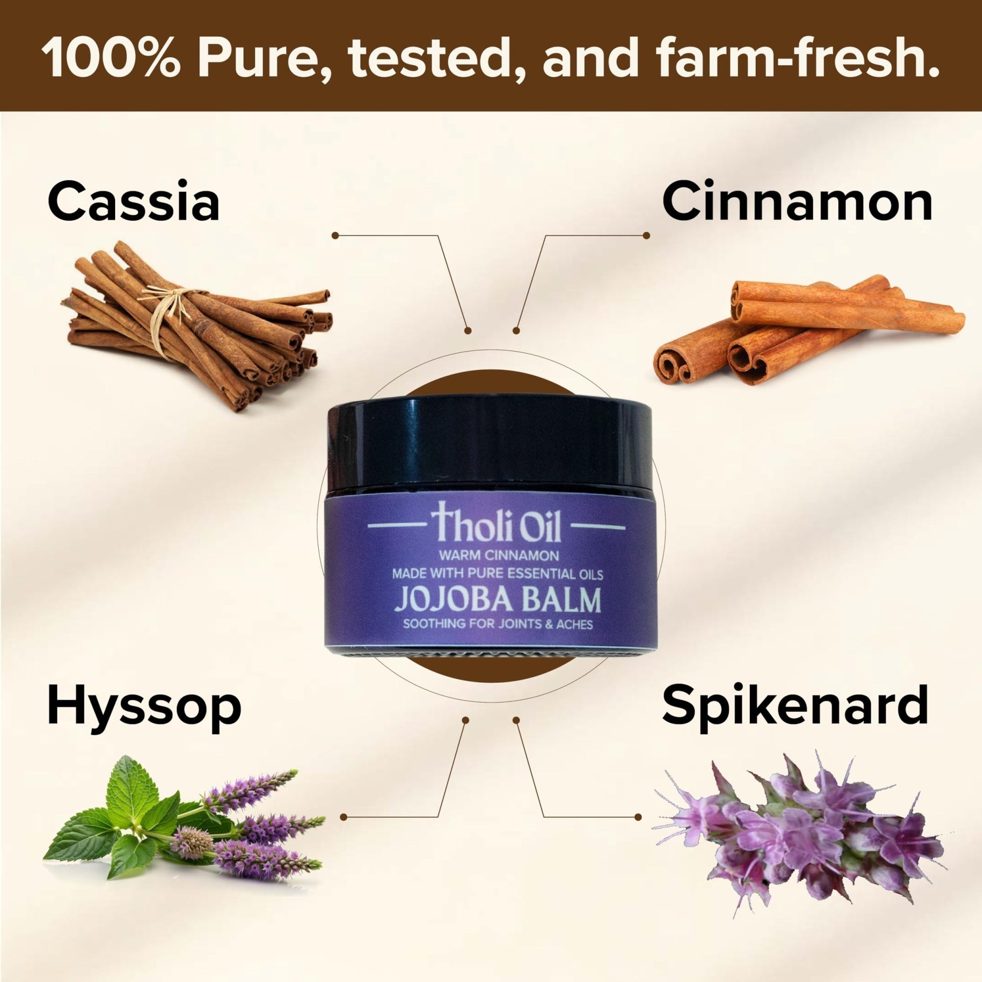 tHOli Plantar Fasciitis Relief Balm – Jojoba Cream with Cinnamon, Cassia, Spikenard & Hyssop – Soothes Heels, Supports Joints & Skin Repair (1oz) - dailyvitalstore