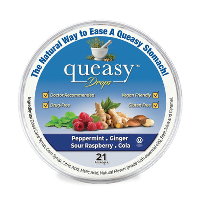Three Lollies Queasy Drops - Ease Chemotherapy Nausea & Travel Sickness - Alleviates a Dry Mouth - Natural Ingredients - 21 ct - dailyvitalstore