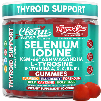 ThyroGlow Thyroid Support Gummies Selenium Iodine KSM 66 Ashwagandha L Tyrosine Vitamin D, C, B12, B6 Turmeric Blueberry Holy - dailyvitalstore