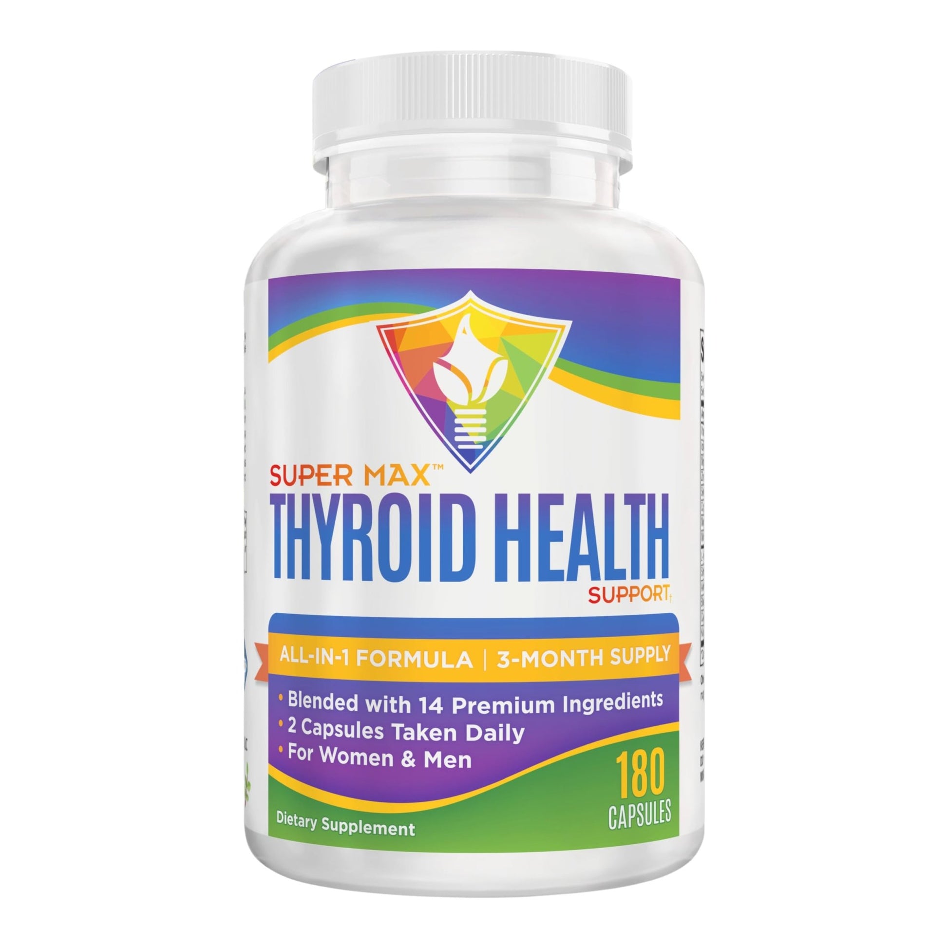 Thyroid Support (3-Month) Supplement All-in-1 with 14 Active Ingredients in 1 Formula | Thyroid Health Support Supplements | Women & Men | 90-Day Bulk Supply | 180 Capsules - dailyvitalstore